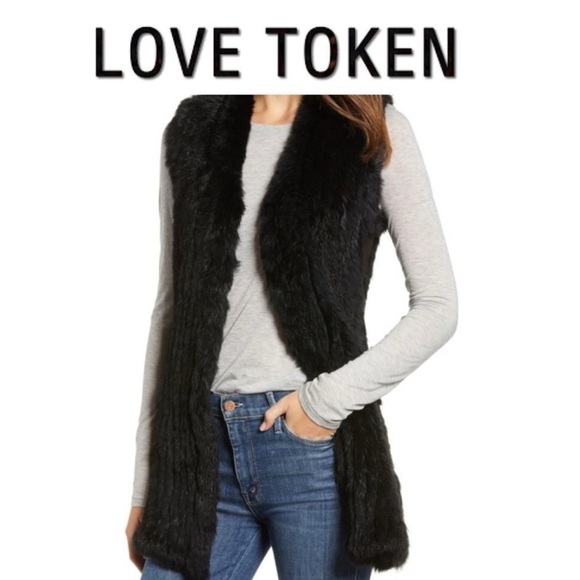 Rabbit Fur Black Vest - Picture 1 of 7